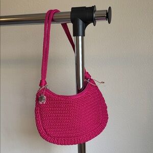 The Sak Pink Crochet Shoulder Bag
